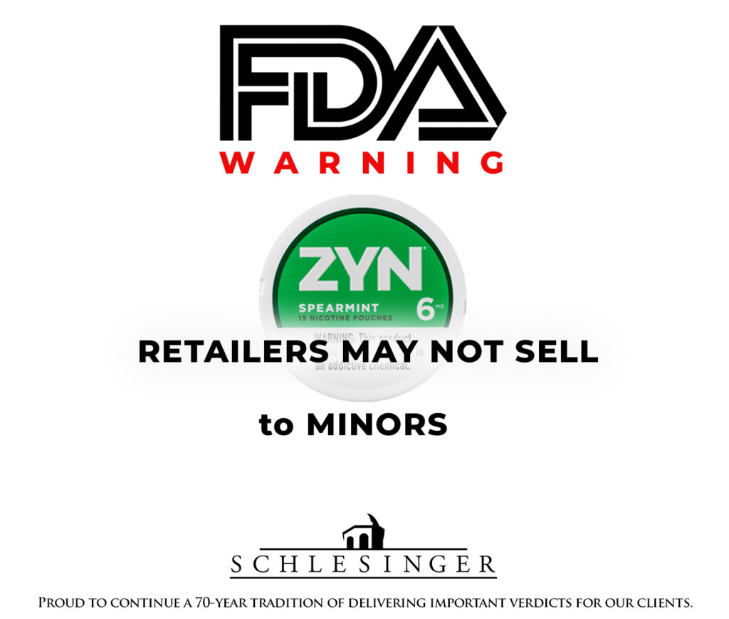 FDA warning to retailers about selling ZYN to the underaged